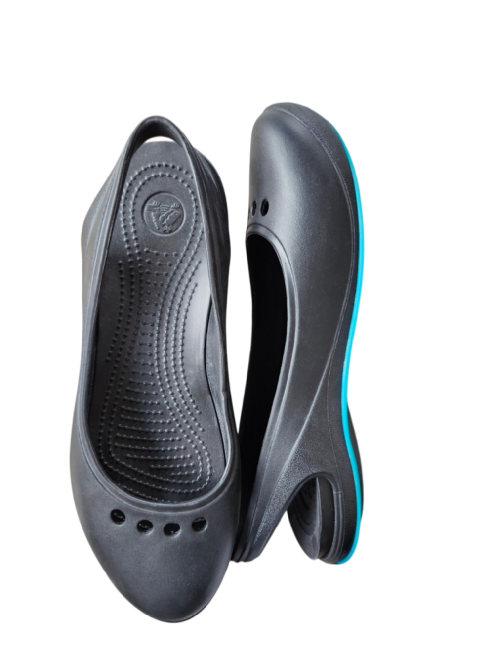 Crocs Tone Skylar Slingback Ballet Flats - Women's Size 10 (Black/Teal)